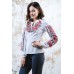 Embroidered blouse "Flower Ornament" Red on White